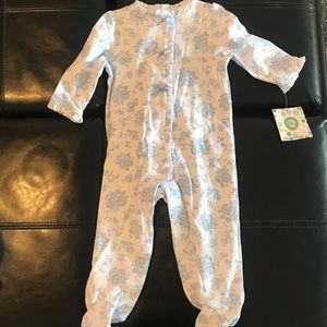 Blue and white floral onesie